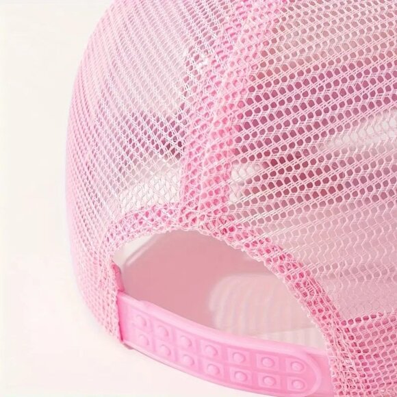 Adjustable Unisex Light Pink Mesh Trucker Hat (SKU#0464) - Picture 4 of 5